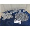 Image 1 : Crystal Tray, Cream + Sugar Pair & Glasses