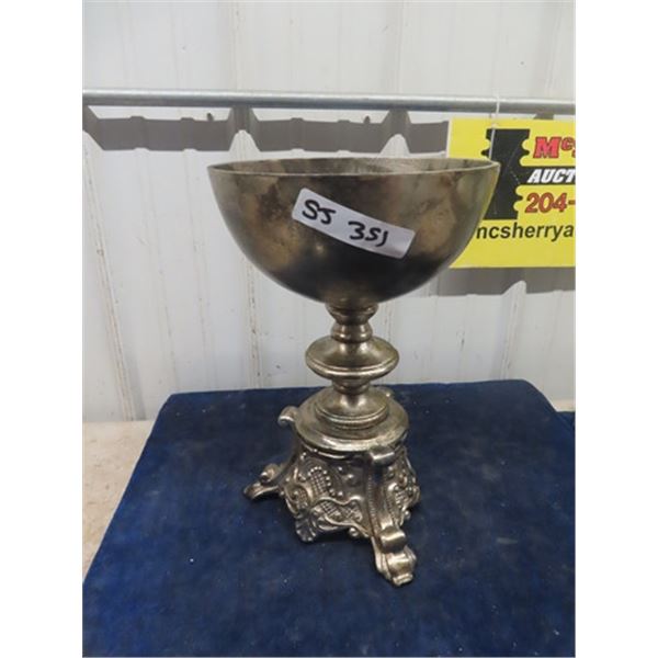 Brass Pedistal Bowl 15" Tall 10" Wide