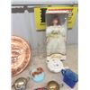 Image 2 : Porcelain Doll in Box, Bar Glassware, Chalkware plus more