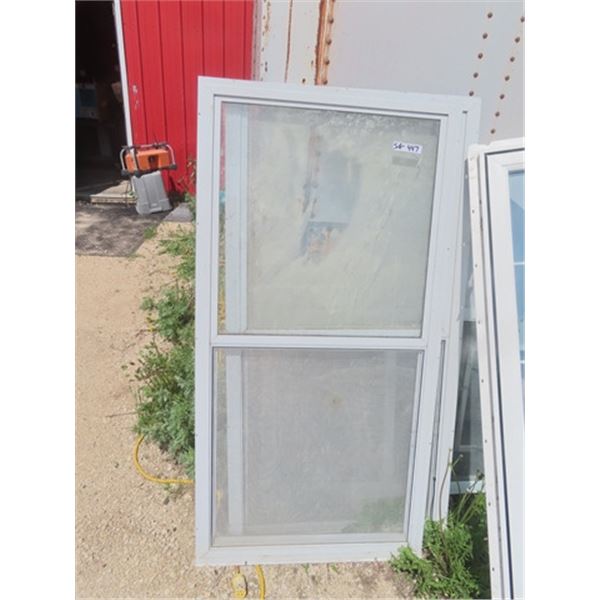 2 Windows 30.25" x 59" Single Pane Aluminum Slider + 1) 28" x 38 " Single Pane Aluminum Slider & 1) 