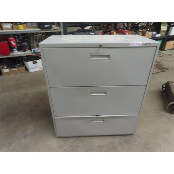 Lateral 3 Drawer Filing Cabinet with Key 41" x 36" x 18"