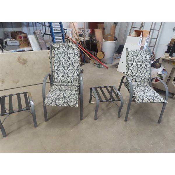 2 Patio Chairs + Ottoman - Not the Best -  Cloth Ripped
