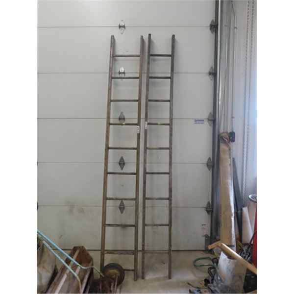 2 Wooden Ladders - Combined 200" Long