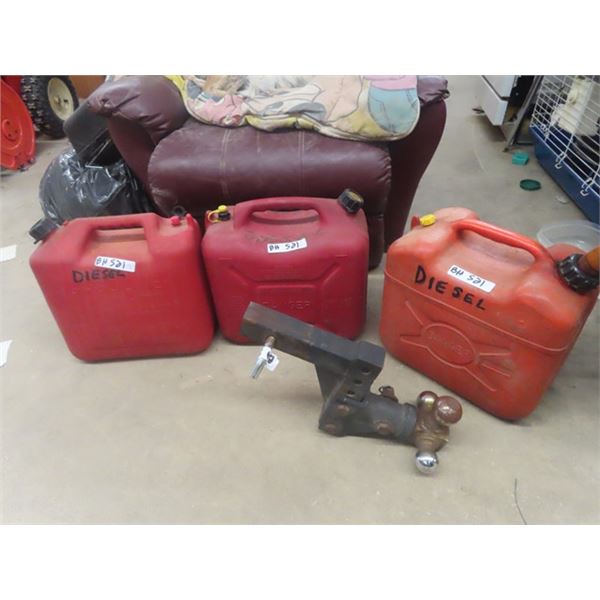 Tri Ball Receiver & 3 Gas Cans