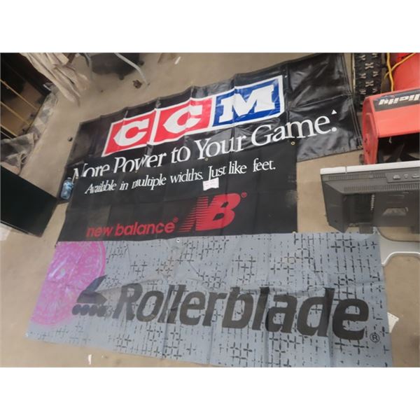 3 Banners; CCM, New Balance, Roller Blades Biggest 36" x 90"