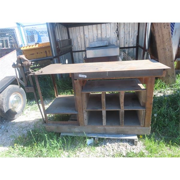 Shop Bench with Metal Top & Frame with Vice 36" x 64" x 24"