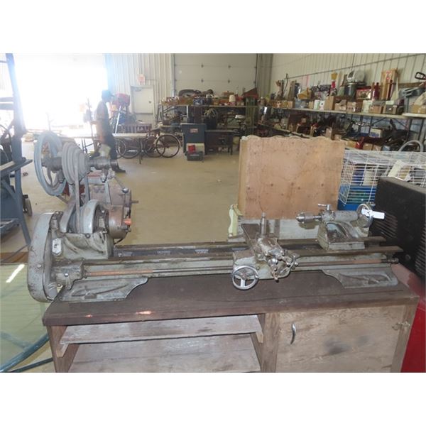 Atlas 36" Metal Lathe on Stand with Chuck, 3 Jaw & 4 Jaw Center Rest, Measuring Device, Various Gear