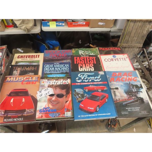 12 Hard Covered Auto Books - Various Brands ; Racing + Muscle