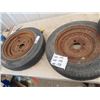 Image 3 : 3 Trailer Tires with Rims 4.8 - 12 4 Hole Rim Poor Condition Rubber