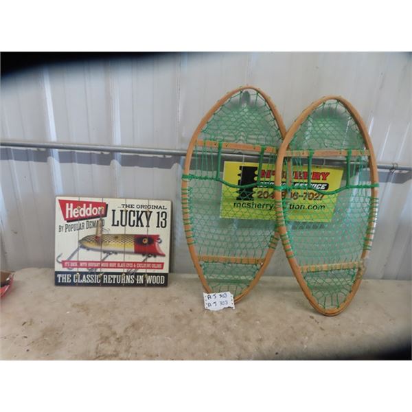 SnowShoes 16" X 31" & Heddon Fish Lure Display 14" X 17"