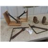 Image 1 : Alabaster Book Ends & 2  Sets of Red Neck Shelf Brackets