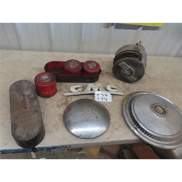 Radio Forms with Metal Case, GMC Emblem, GM Heater, Hubcaps