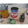 Image 2 : Funnels, Oil Squirt Can, Chryco Brake Fluid Tin, Chryco Antifreeze Converted to Oil Jug plus  more
