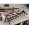 Image 2 : Porcelain Service Station Light Shade, Air Pump, Old Auto Jack, Tractor Start Crank