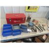 Image 1 : Metal tool Box, Parts Bin, Pressure Tester, Snips ties plus more