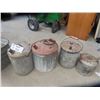 Image 2 : 4 Galvanized Gas Cans & Galvanized Tub