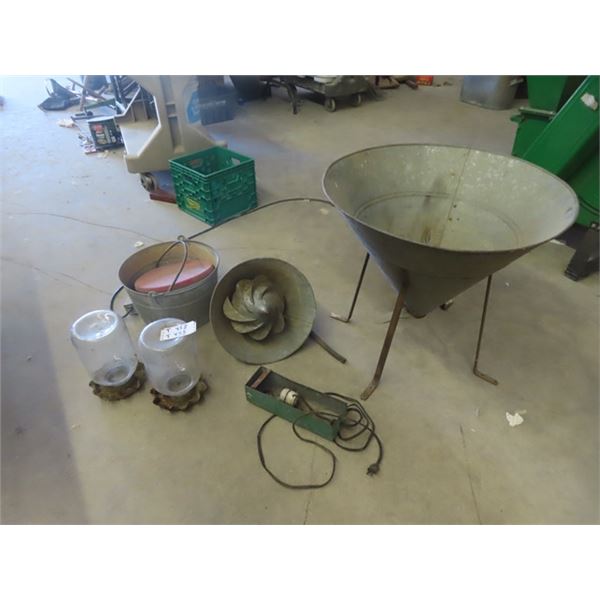 Galvanized Hopper Bottom? , Feeder, Wringer, Egg Washer, 2 Chicken Feeders