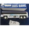 Image 2 : Plastic Greyhound Bus Bank with Box 9.5"x2.5"x2"