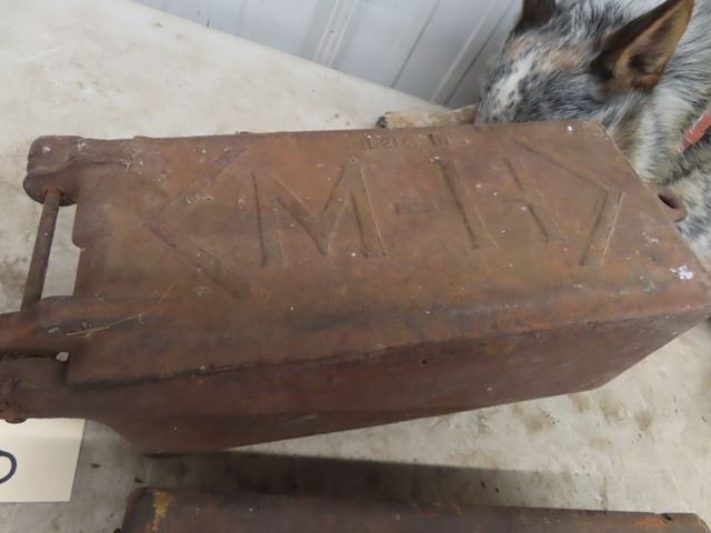 2 Cast Implement Tool Boxes; MAssey Harris & Plano MFG