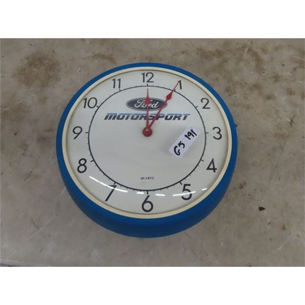 Battery Operated Ford Motorsport Quartz Clock with Curved Glass Front ...