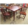 Image 1 : Wooden High Pub Style Table 42" x 42" x 36" Tall & 4 Chairs