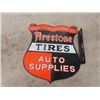 Image 2 : Modern  Porcelain Flange Firestone 2 Sided Sign 16" x 15"