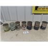 Image 1 : 7 Oil Quart Cans; Mobile, Gulf, Quaker State, Esso