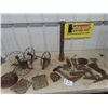 Image 1 : Old Cast Pieces; Trivet, Stove Cast, Base, Wheels Door Hardware plus more
