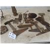 Image 2 : Old Cast Pieces; Trivet, Stove Cast, Base, Wheels Door Hardware plus more