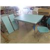 Image 1 : Retro Chrome Leg Table 48" x 36" with 2) 11.5" Leaves & 1 Chair