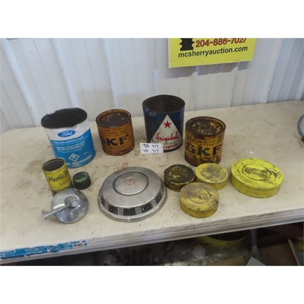 Antifreeze + Grease Can , Ramble Hub Cap & Car Mirror