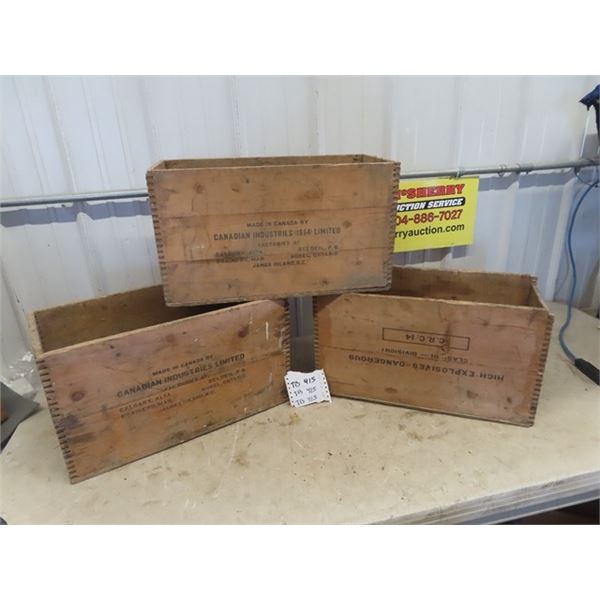 3 CIL Wooden Ammo Crates 12" x 21" x 10"