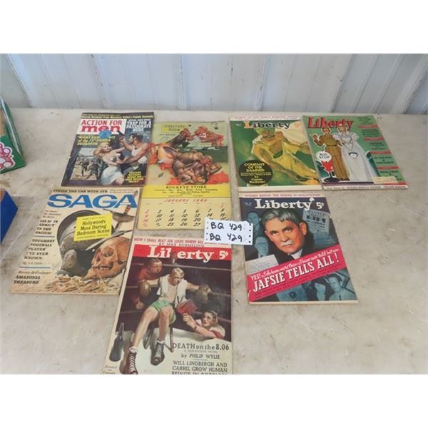 1949 Buckeye Calendar, Art by Lawson Wood, 1930 + 40's Liberty Magaazines & Men's Magazine