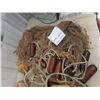 Image 2 : Vintage Wooden Fishing Floats & Netting - Great Cabin Decor