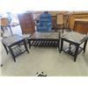 Image 1 : (gs) 3 Piece Set :  Coffee Table 18" x 48" x 28"& 2 End Tables 24" x 23" x 26" - All with Wood + Sla