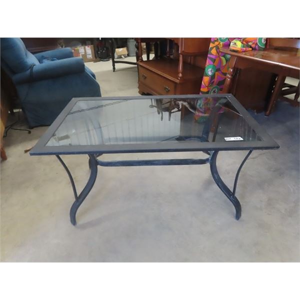 Wrought Iron + Glass Coffee Table 21" x 40" x 24"