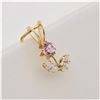 Image 2 : 10KT. YELLOW GOLD PINK & WHITE CZ FLOWER PENDANT WITH STERLING CHAIN, W/A $680.00
