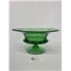 Image 2 : Gorgeous Depression Glass Pedestal Bowl with Etched Floral Pattern- Some Uranium In  Bowl