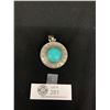 Image 1 : A Large Silver Metal & Turquoise(?) Pendant