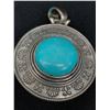 Image 2 : A Large Silver Metal & Turquoise(?) Pendant