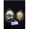 Image 1 : Lot of 2 Vintage Italian Metal Framed Ornate Oval Prints