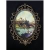 Image 2 : Lot of 2 Vintage Italian Metal Framed Ornate Oval Prints