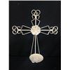 Image 4 : Vintage Collectible Lot Including Metal Wall Hanger and Metal Cross Candle Holder