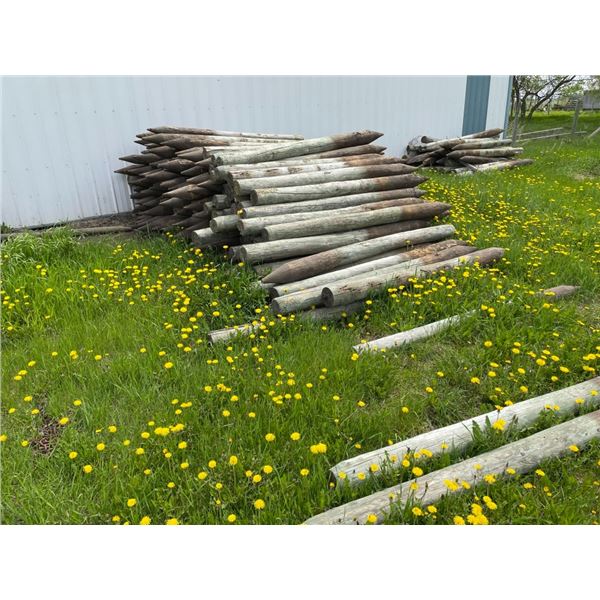5-6 inch Fence posts, 7 ft, 178 approximately - used