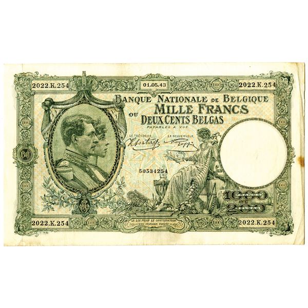 Banque Nationale de Belgique, 1943 Issued Banknote