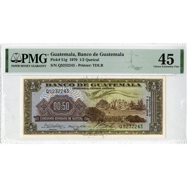 Banco De Guatemala. 1970 Issue Banknote.