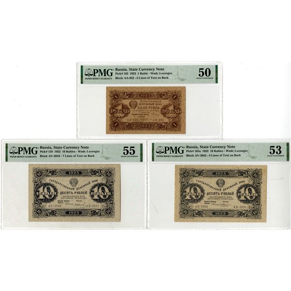 State Currency Note, 1923, Trio of Issued Banknotes