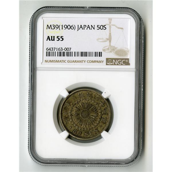 Japan. M39 (1906). NGC Certified 50 Sen.