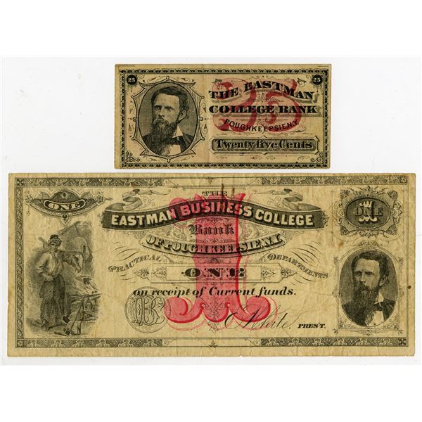 Eastman College Bank and Eastman Business College Bank of Poughkeepsie, ca.1860-70s College Currency