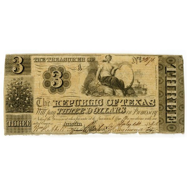 Republic of Texas, 1839-41, Cancelled Banknote